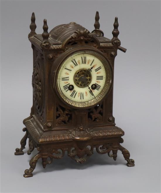 A French bronze mantel clock height 24.5cm